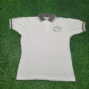 VTG 90s S'ADASS Donkey Pun Polo Shirt Mens Large White Grey Ringer Cuff